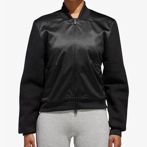 Adidas Sherpa and Satin Bomber Jacket Black Womens Small